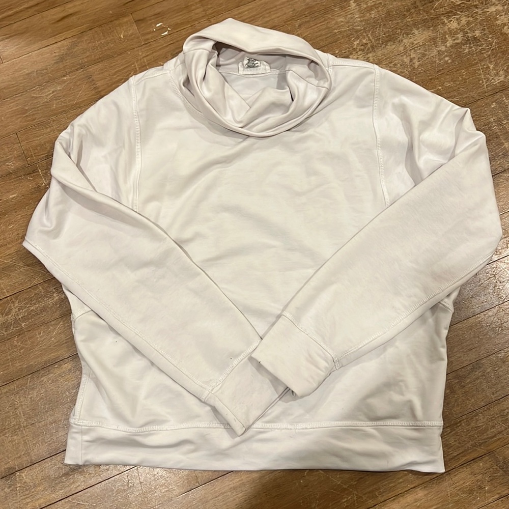 Cowl Neck White Athletic Sweatshirt